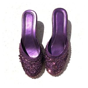 Last chance Purple sequin wedges